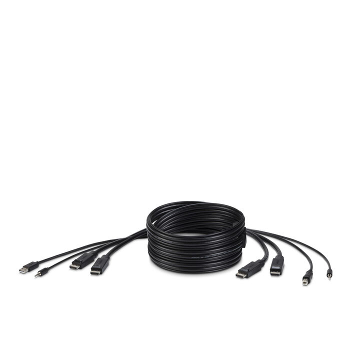 TAA DUAL DP/USB/AUD SKVM CBL, DP M/M; USB A/B, 6', Black, hi-res